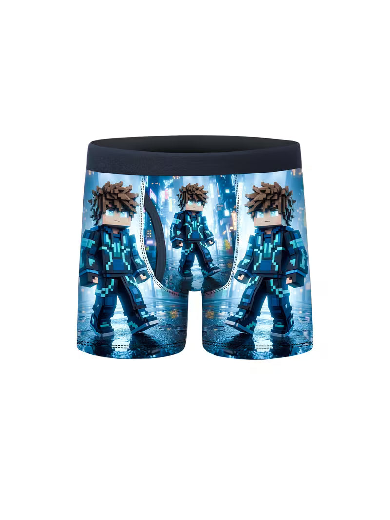 5pcs Pixel Block Sci-Fi Mech Character Boys Boxer Briefs