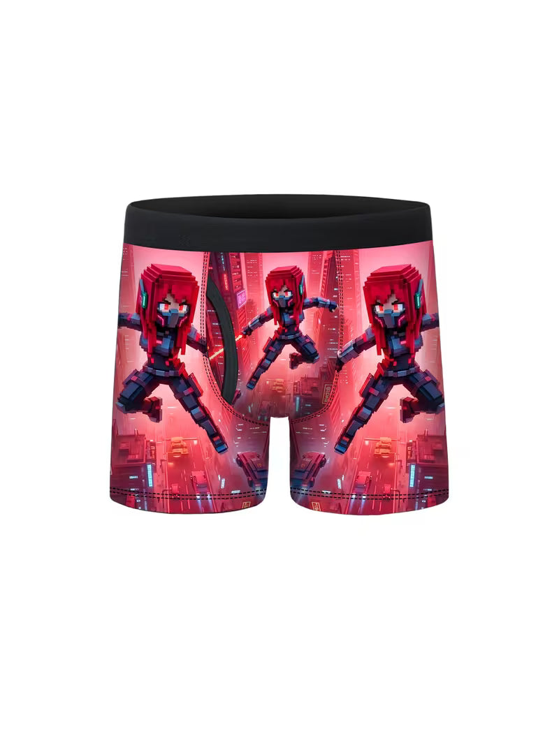 5pcs Pixel Block Sci-Fi Mech Character Boys Boxer Briefs