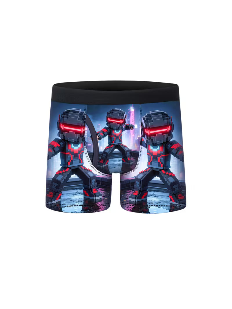 5pcs Pixel Block Sci-Fi Mech Character Boys Boxer Briefs