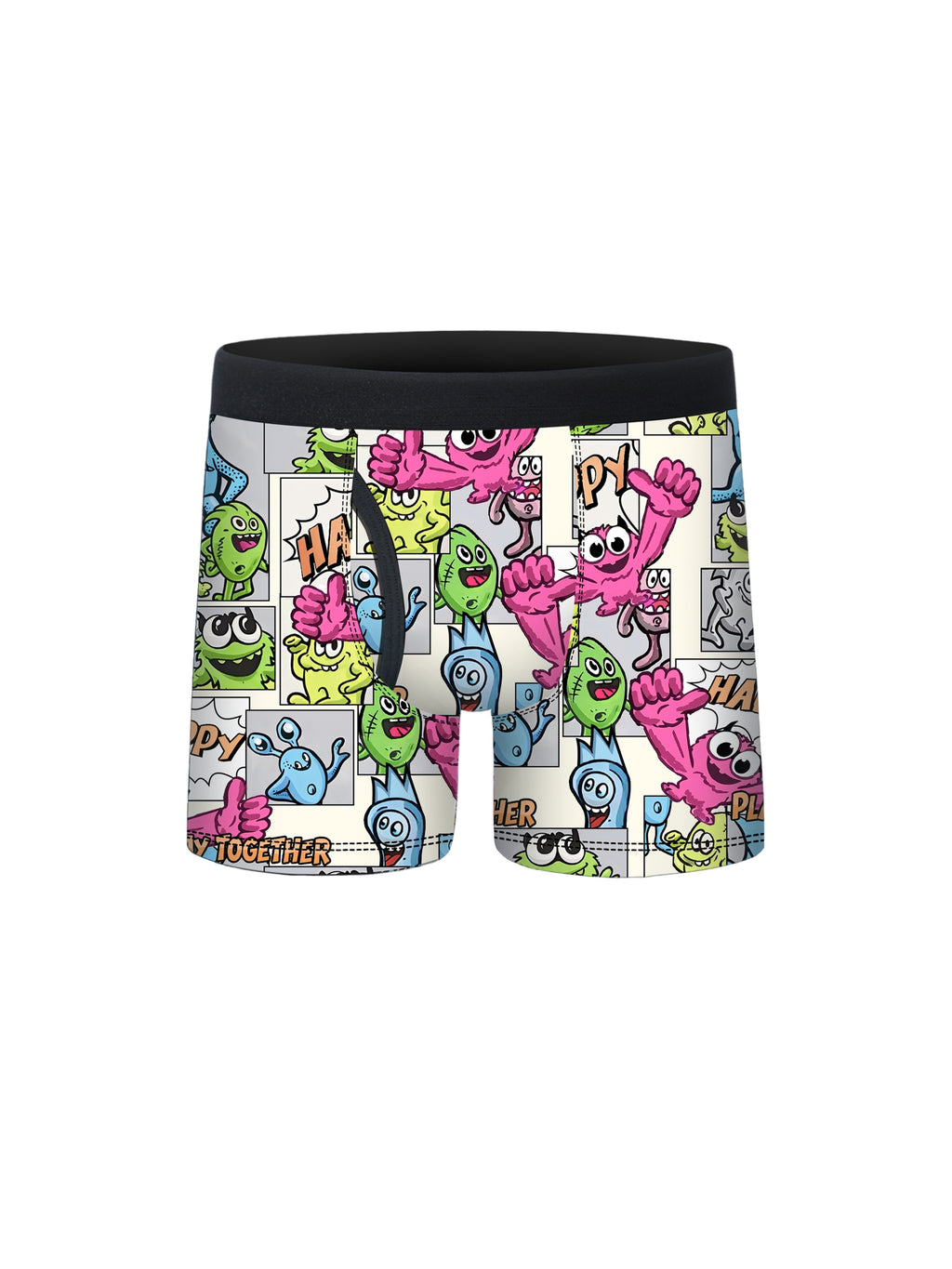 5pcs Cartoon Monster Funny Graffiti Print Boxer Briefs