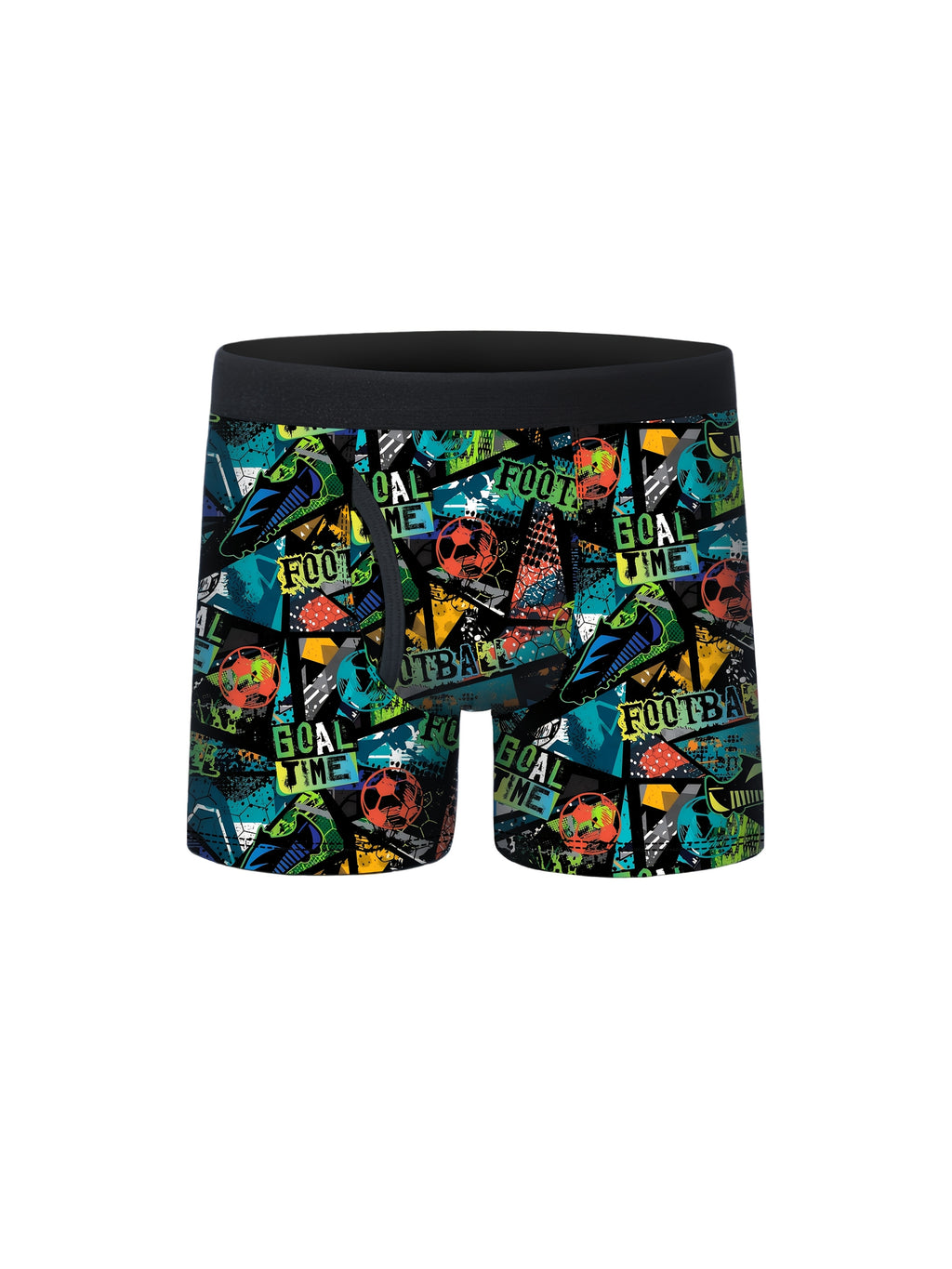 5pcs Boys' Football Graffiti Print Running Flat Briefs