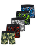5pcs Boys Camouflage Print Half Fly Front Boxer Briefs