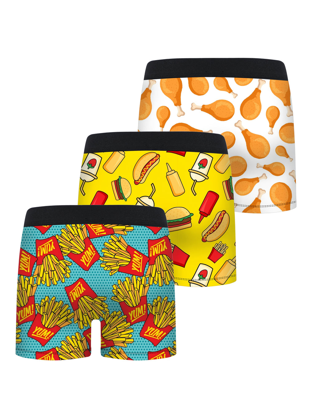 3pcs Boys Fast Food Cuisine Print Half-Open Front Flat Briefs