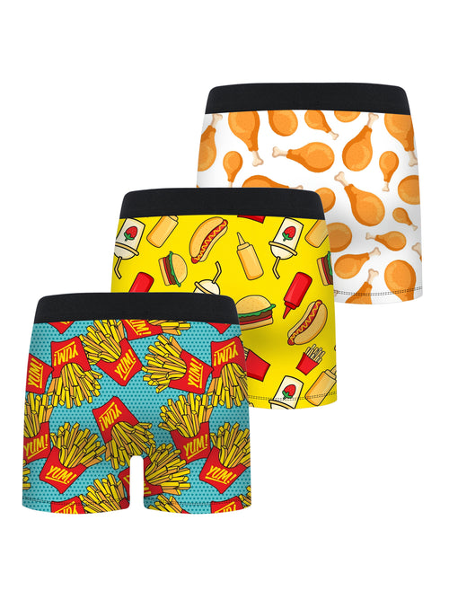 3pcs Boys Fast Food Cuisine Print Half-Open Front Flat Briefs