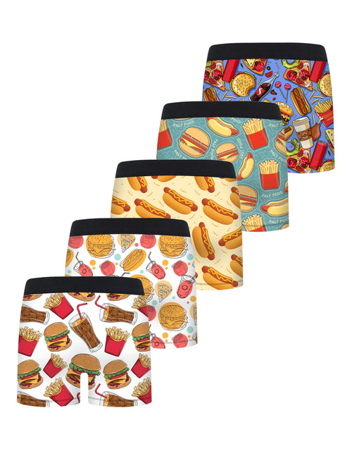 5pcs Boys Food Cuisine Print Half-Open Front Flat Briefs