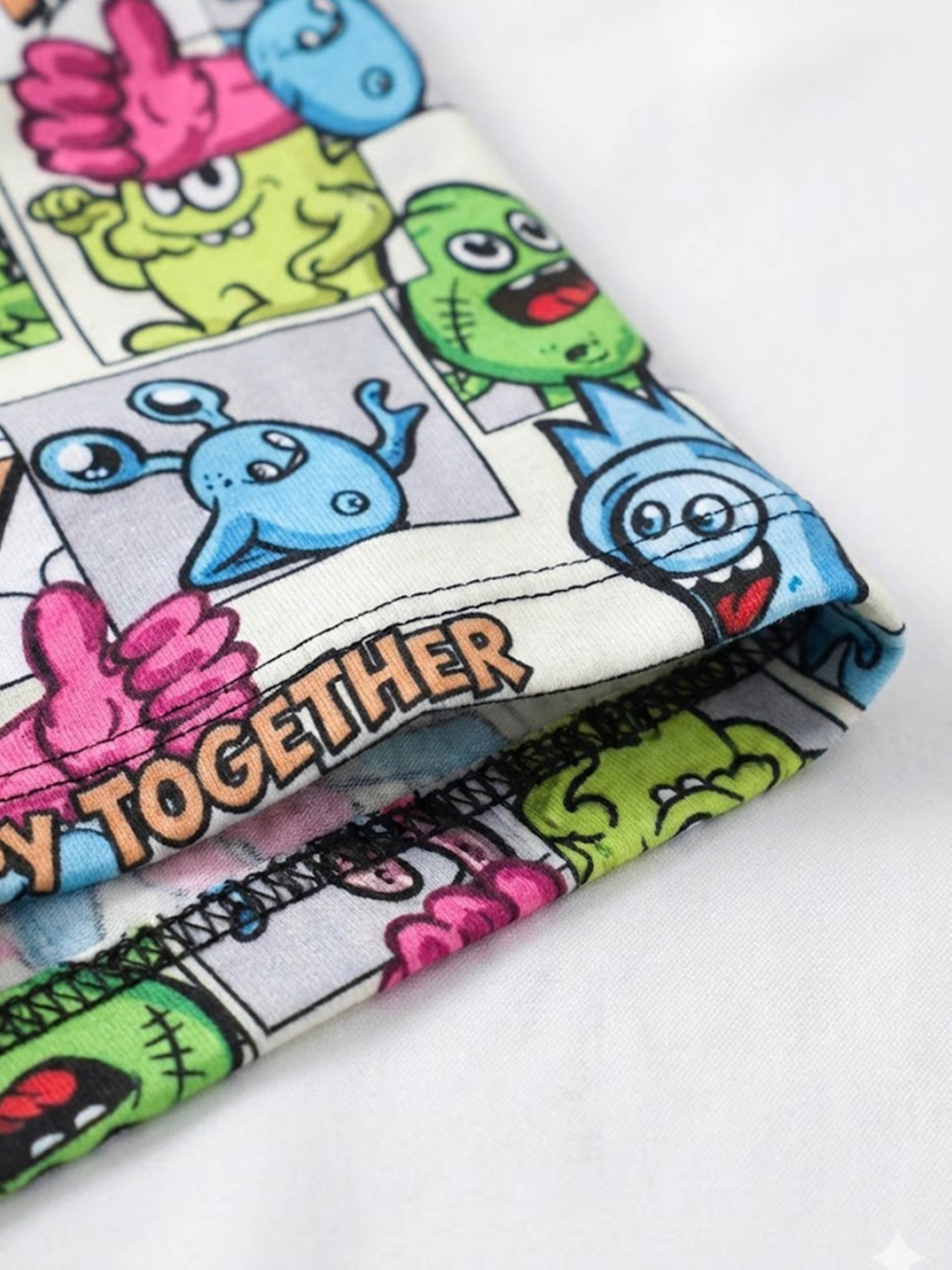 5pcs Cartoon Monster Funny Graffiti Print Boxer Briefs