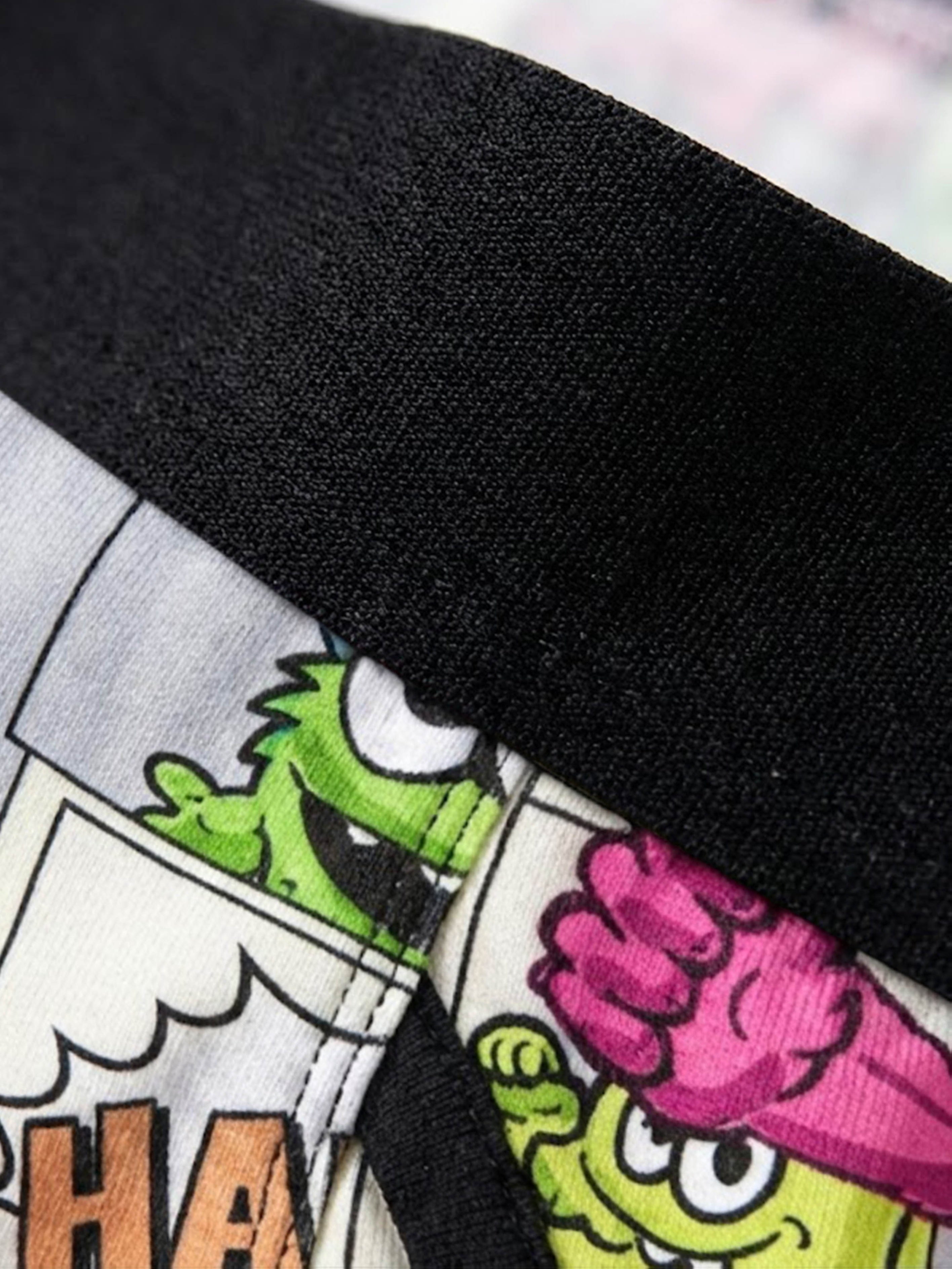 5pcs Cartoon Monster Funny Graffiti Print Boxer Briefs
