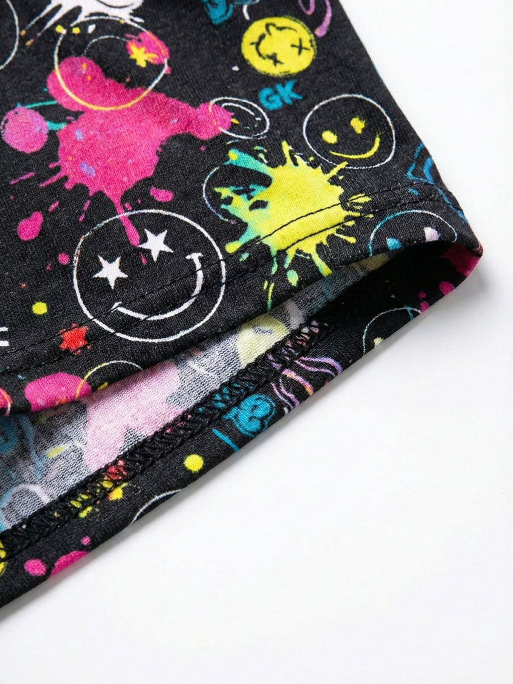 5pcs Street Trendy English Graffiti Print Half Fly Front Boys Boxer Briefs
