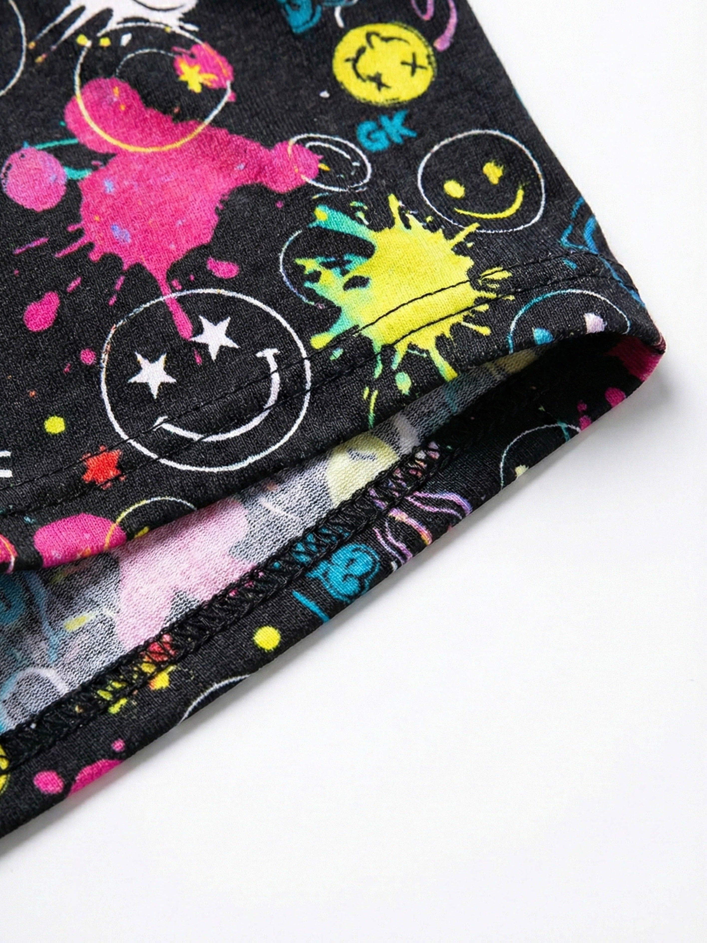 5pcs Street Trendy English Graffiti Print Half Fly Front Boys Boxer Briefs