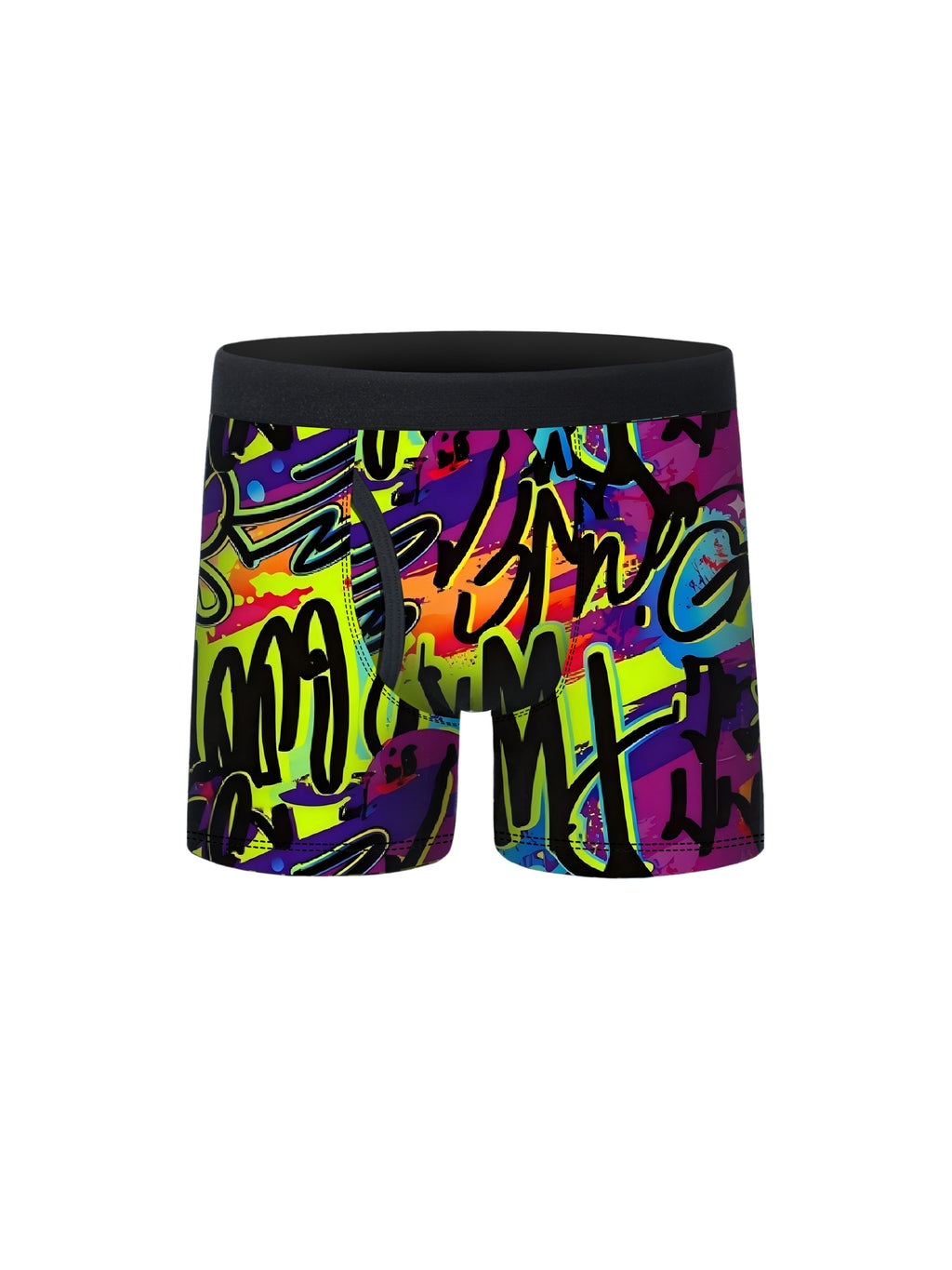 5pcs Street Graffiti Print Half Fly Front Boys Boxer Briefs