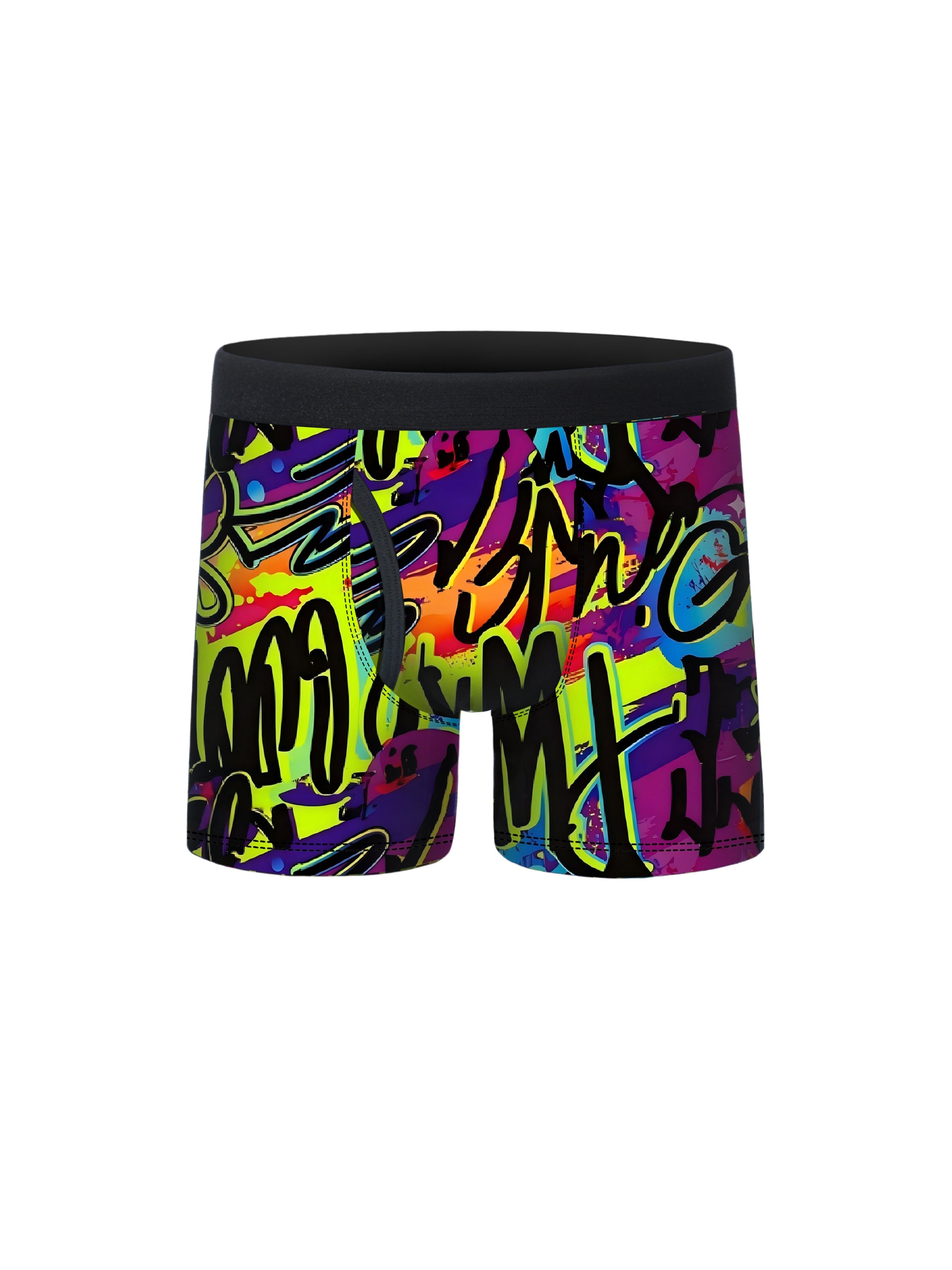 5pcs Street Graffiti Print Half Fly Front Boys Boxer Briefs
