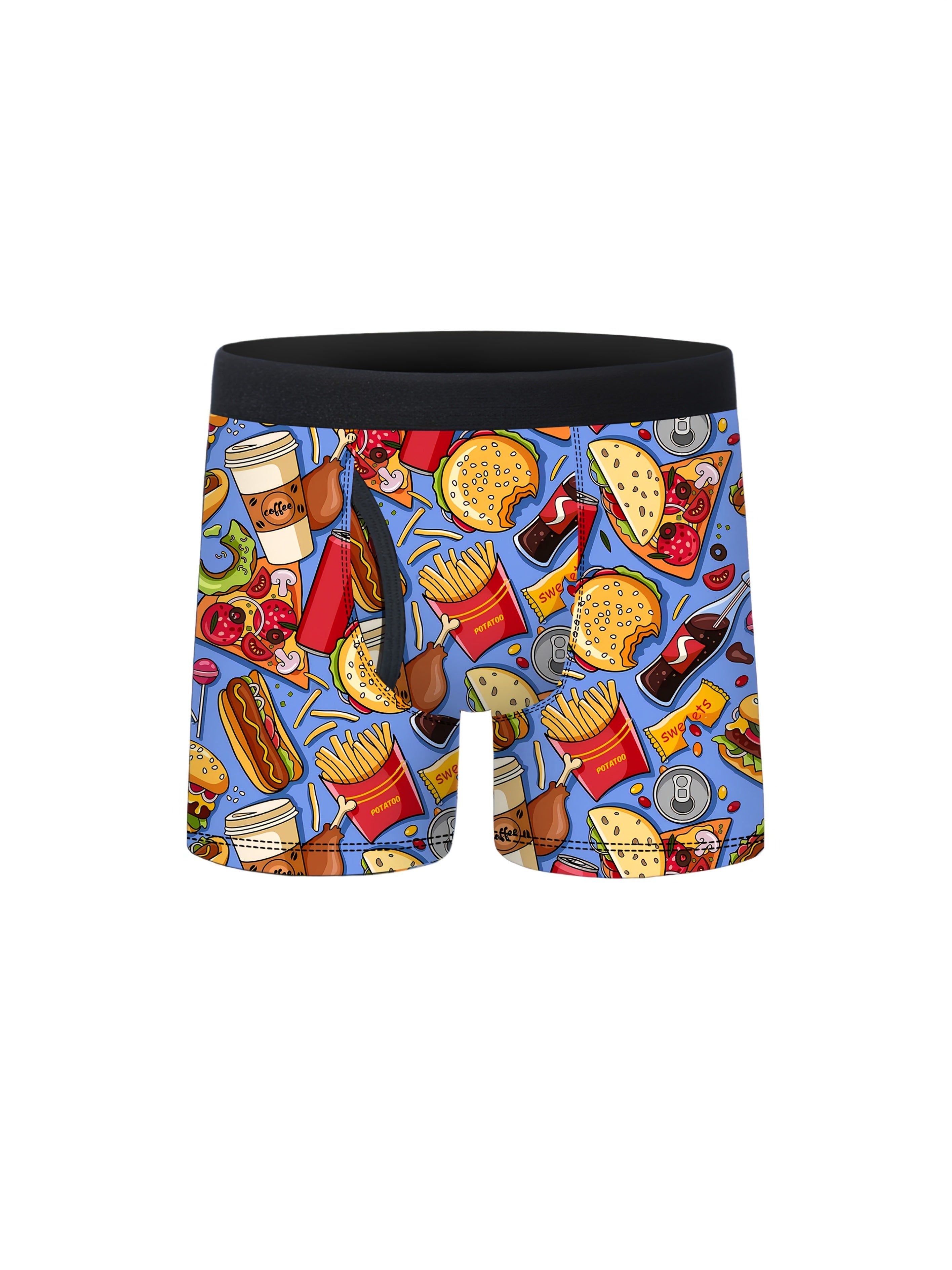 5pcs Boys Food Cuisine Print Half-Open Front Flat Briefs