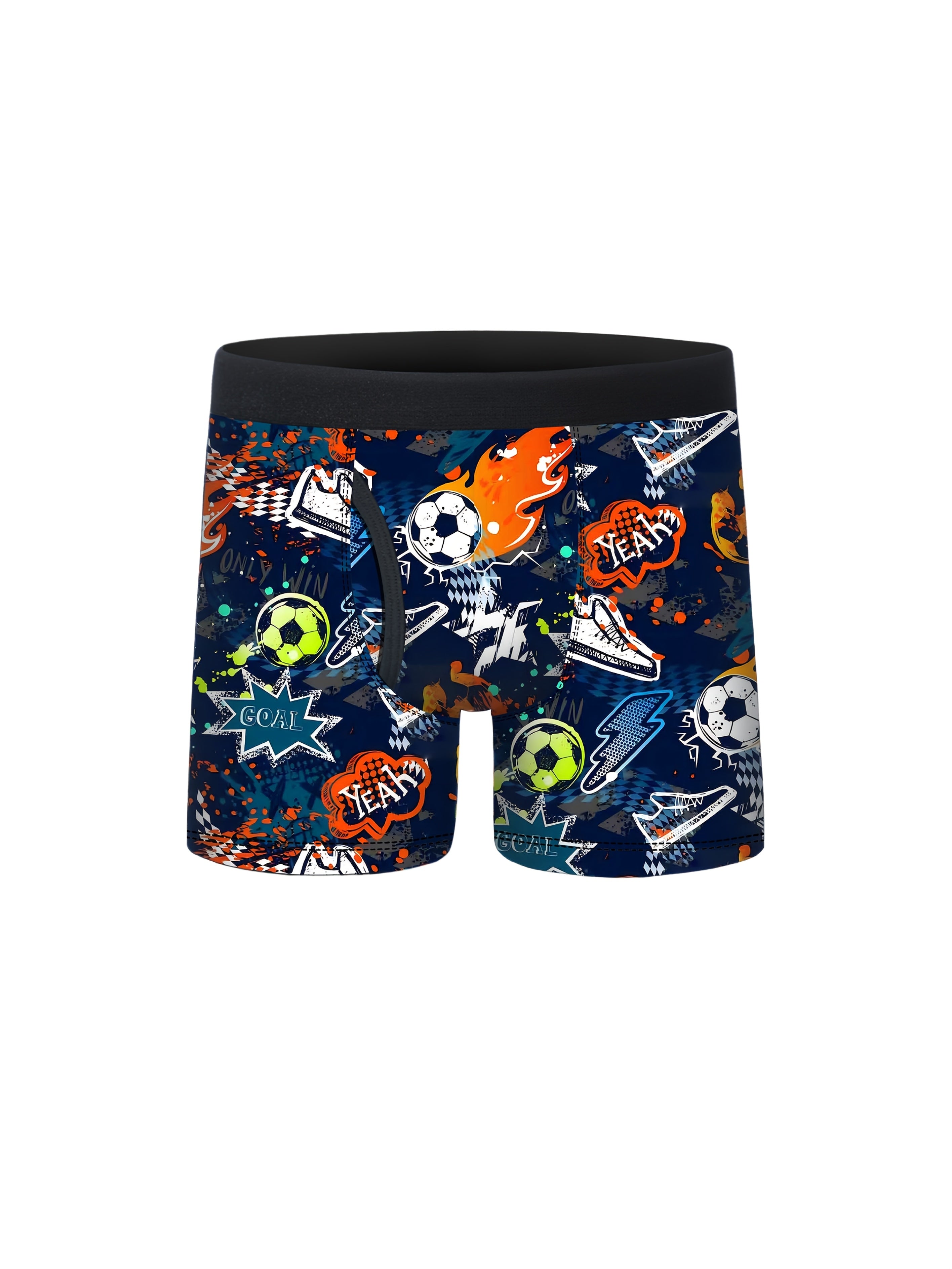 5pcs Boys' Football Graffiti Print Running Flat Briefs