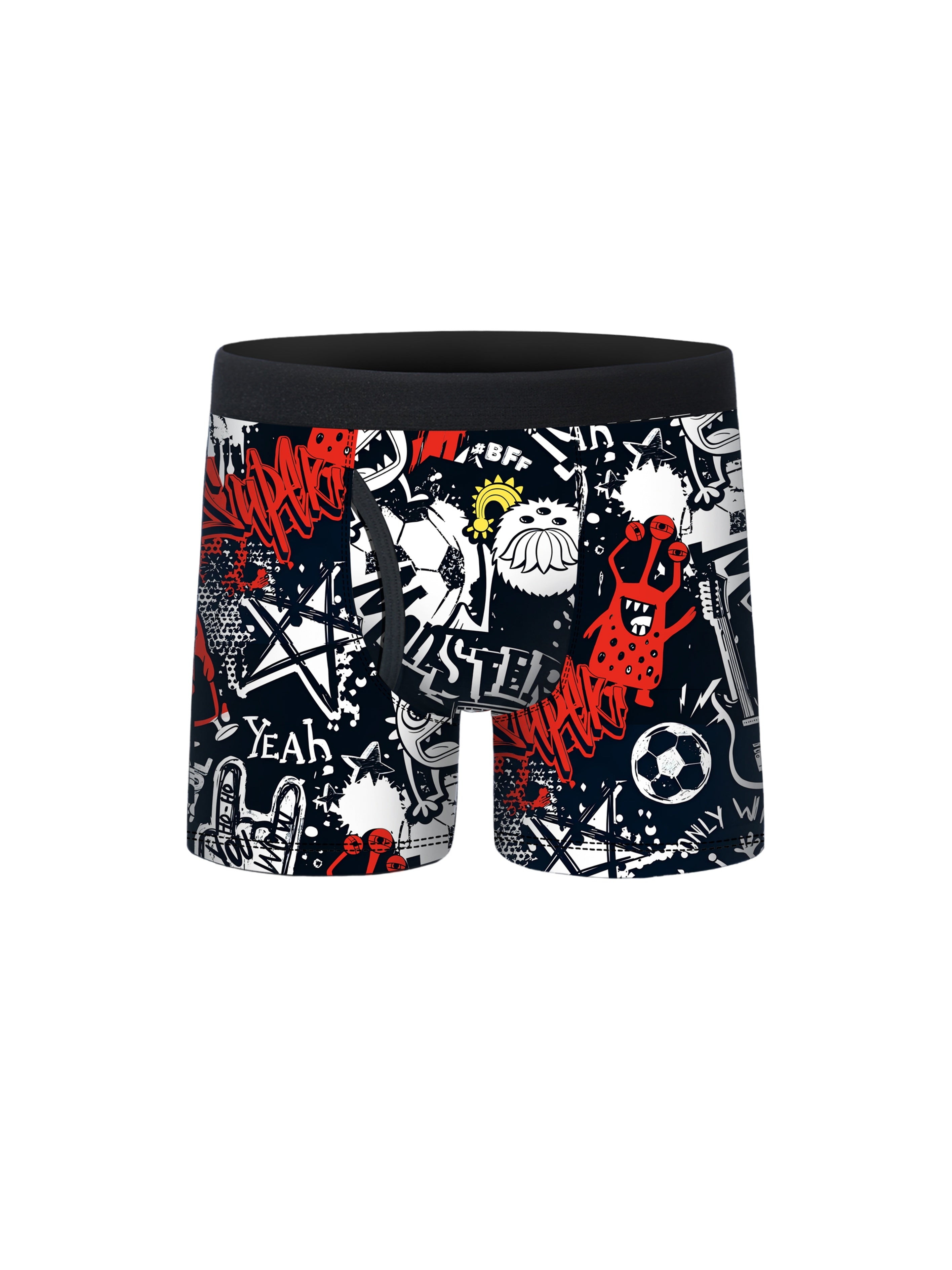 5pcs Cartoon Monster Funny Graffiti Print Boxer Briefs
