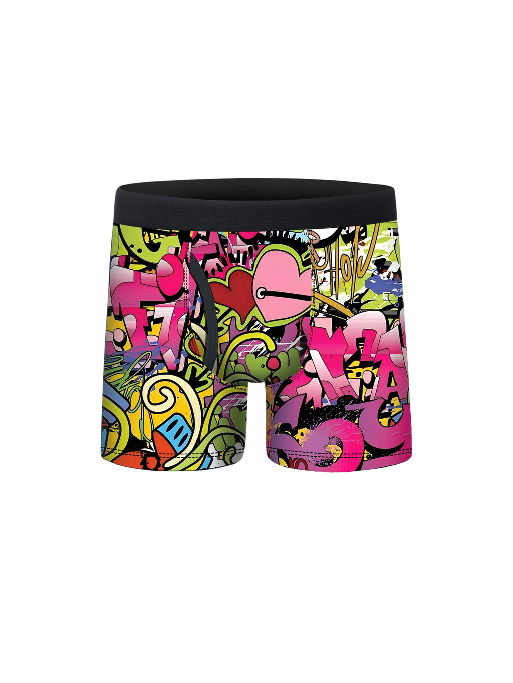 5pcs Street Graffiti Print Half Fly Front Boys Boxer Briefs