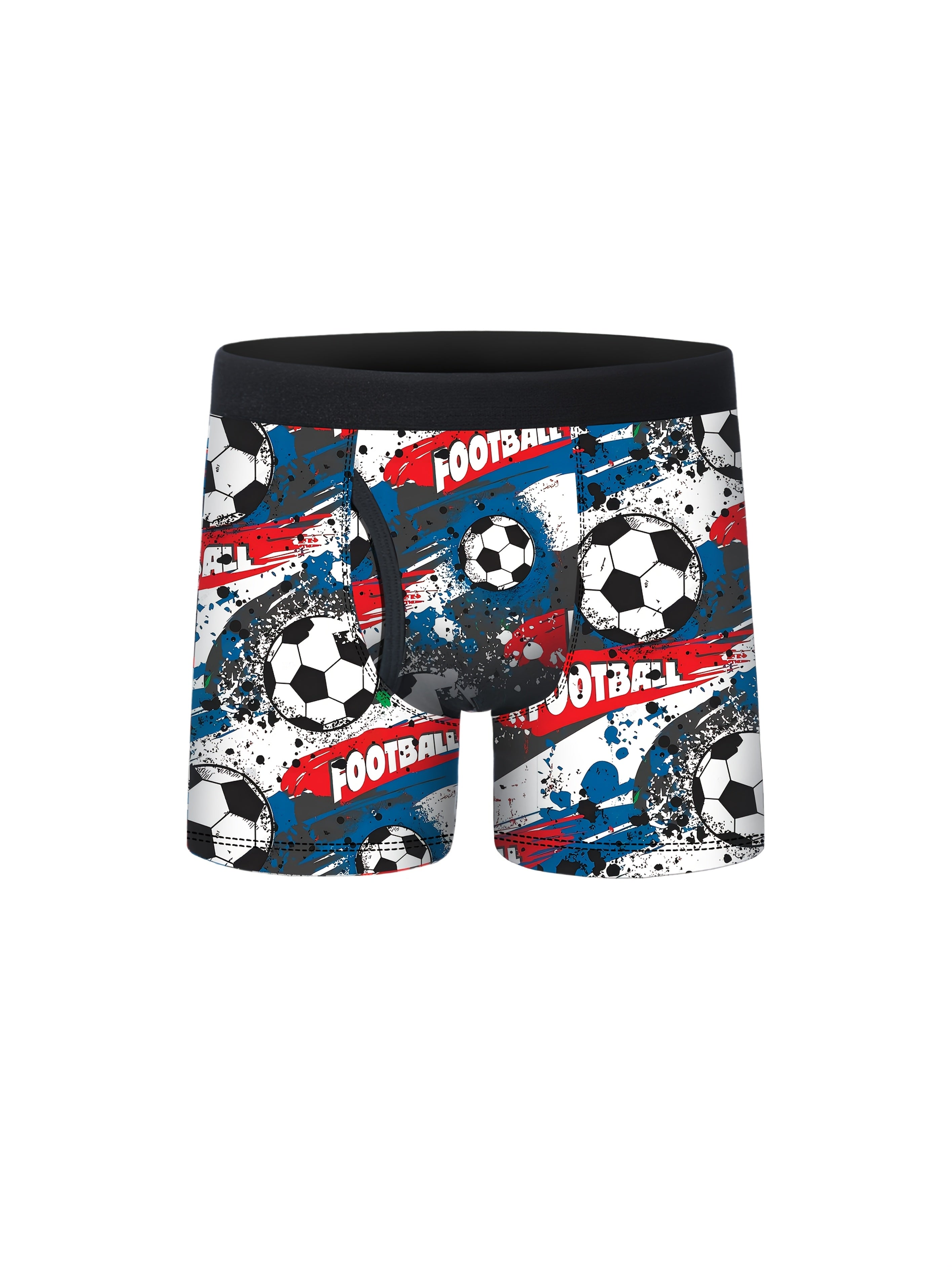 5pcs Boys' Football Graffiti Print Running Flat Briefs
